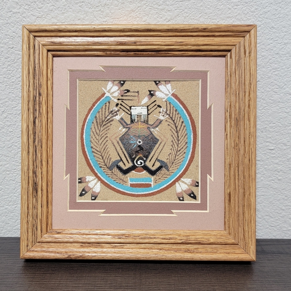 Navajo Sand Painting "Mother Earth" Handmade Artisian Mini Healing Art